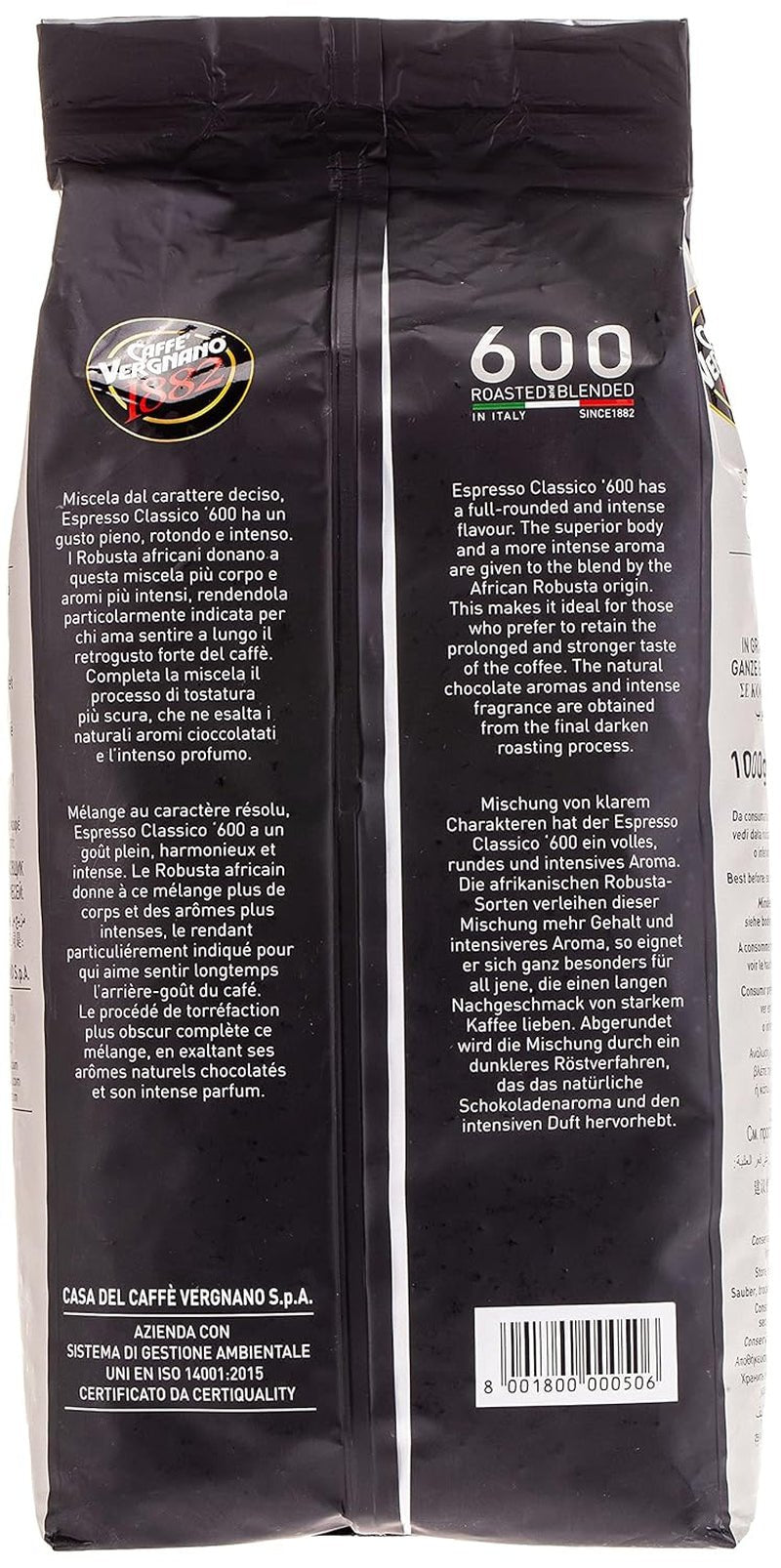Caffe Vergnano Espresso Classico 600 Whole Beans, 2.2 Pound - Haynesworld General Goods