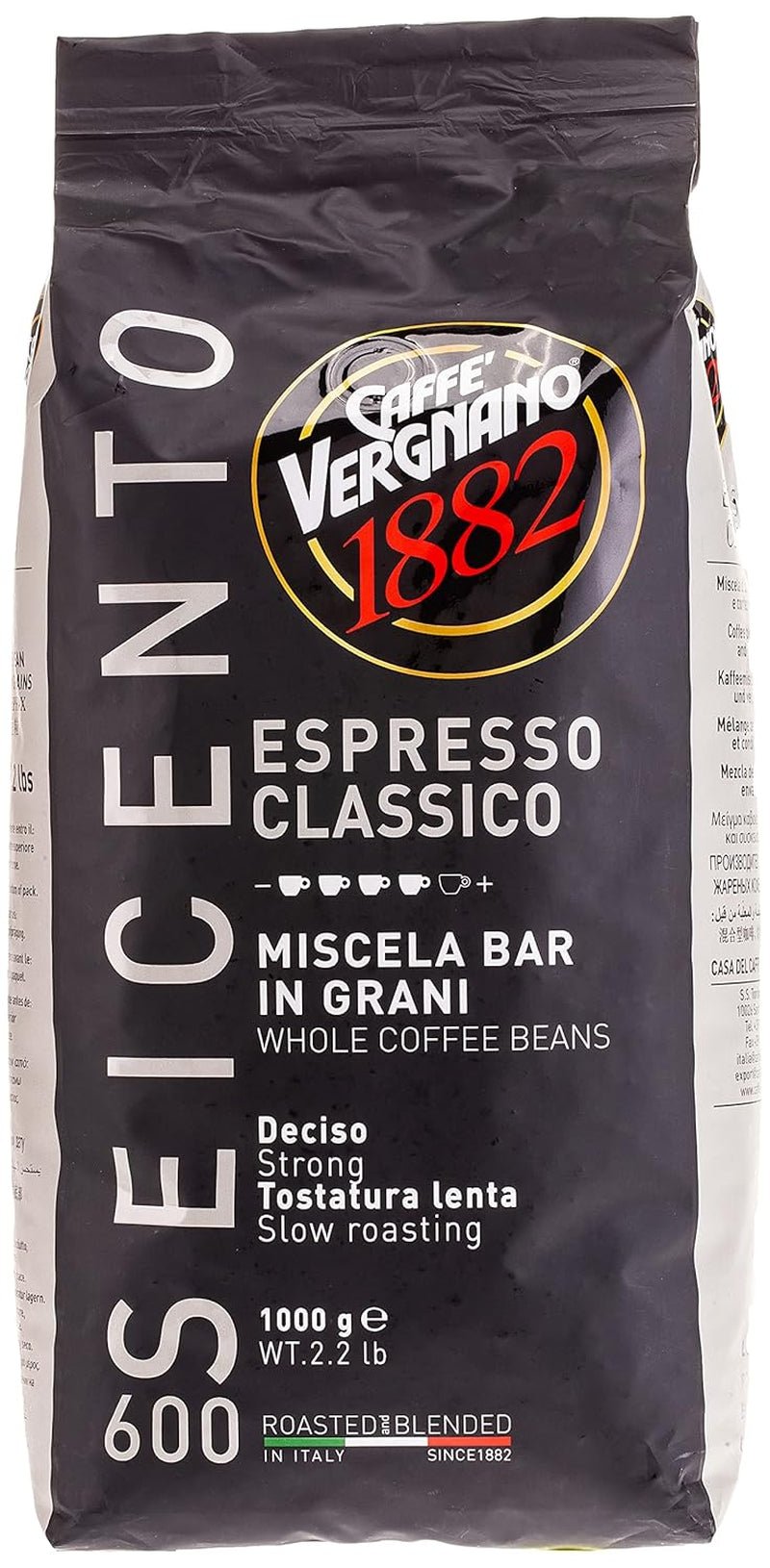 Caffe Vergnano Espresso Classico 600 Whole Beans, 2.2 Pound - Haynesworld General Goods