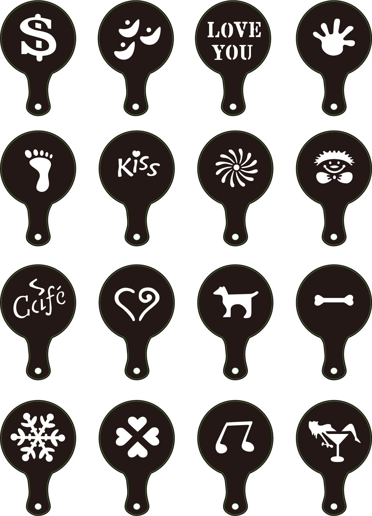 16-Piece Latte Art Stencil Set