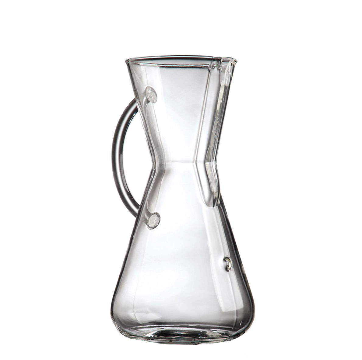 Espresso Parts Chemex 3-cup glass pour-over coffee maker with handle.