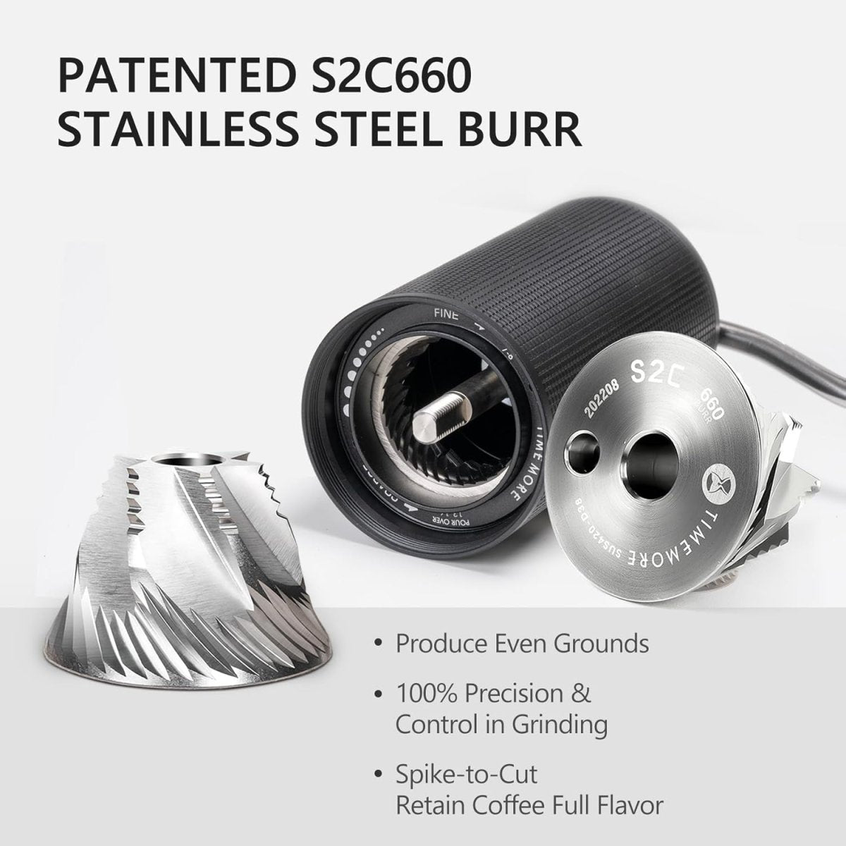 Chestnut C3S Manual Coffee Grinder – Stainless Steel S2C Conical Burr, Adjustable Grind, Travel‑Ready (Black) - Shop Coffee Hobby