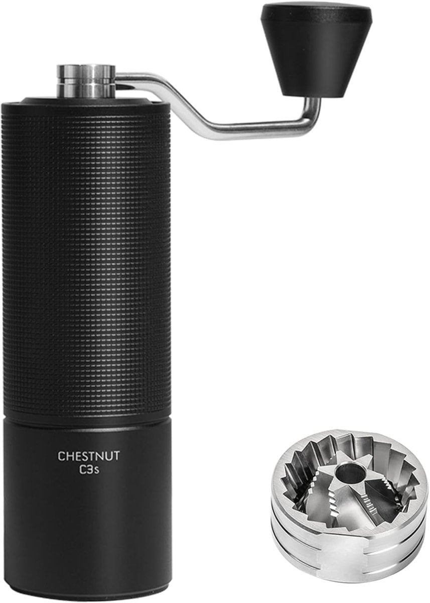 Chestnut C3S Manual Coffee Grinder – Stainless Steel S2C Conical Burr, Adjustable Grind, Travel‑Ready (Black) - Shop Coffee Hobby