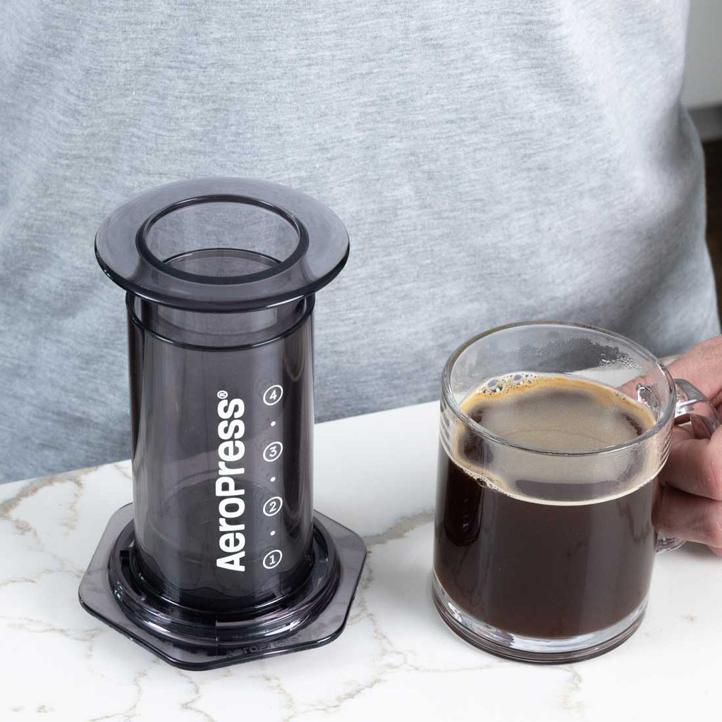 AeroPress Clear Coffee Maker – Black Version, 10 oz Manual Brewer
