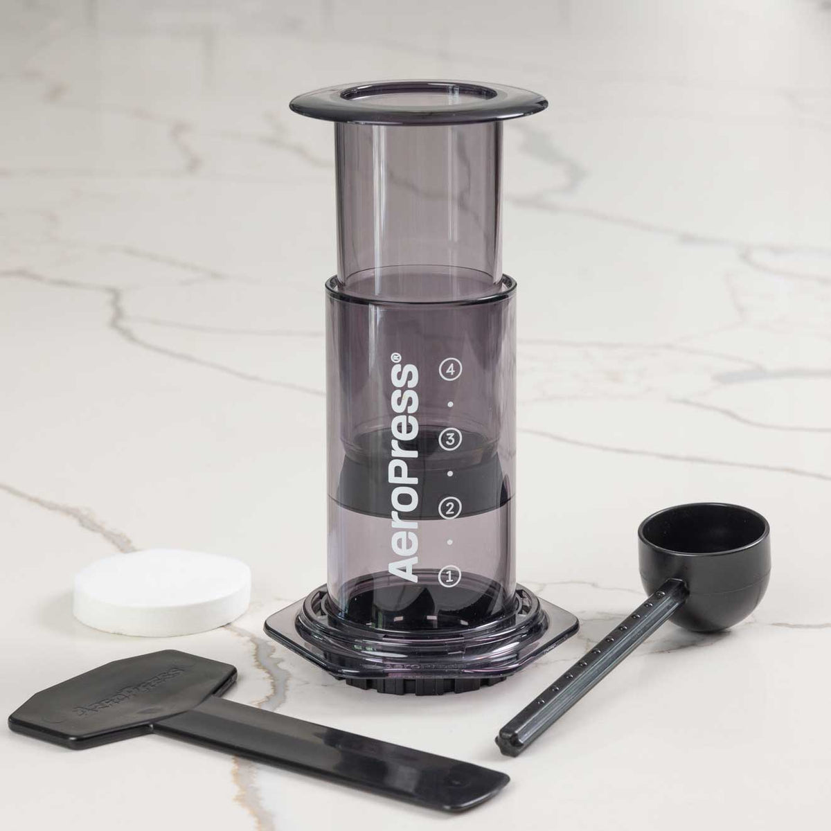 AeroPress Clear Coffee Maker in Black, 10 oz Manual Brewer