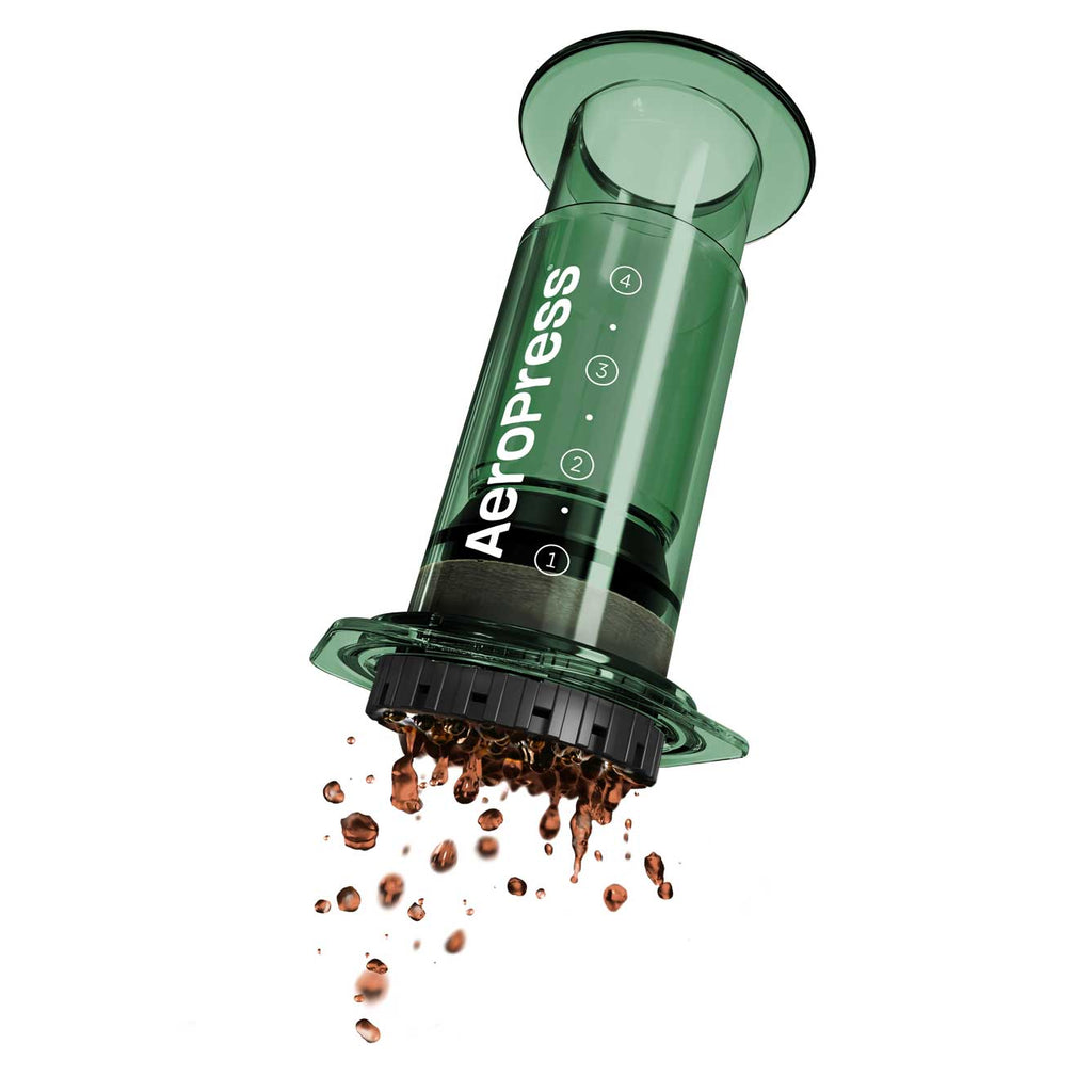 Green version of the 10 oz AeroPress Clear Coffee Maker