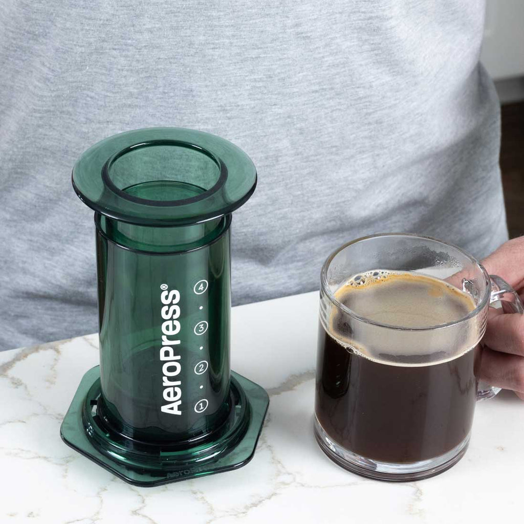 Green version of the 10 oz AeroPress Clear Coffee Maker
