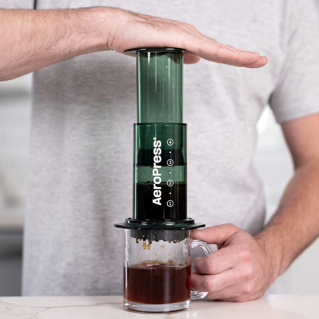 Green version of the 10 oz AeroPress Clear Coffee Maker
