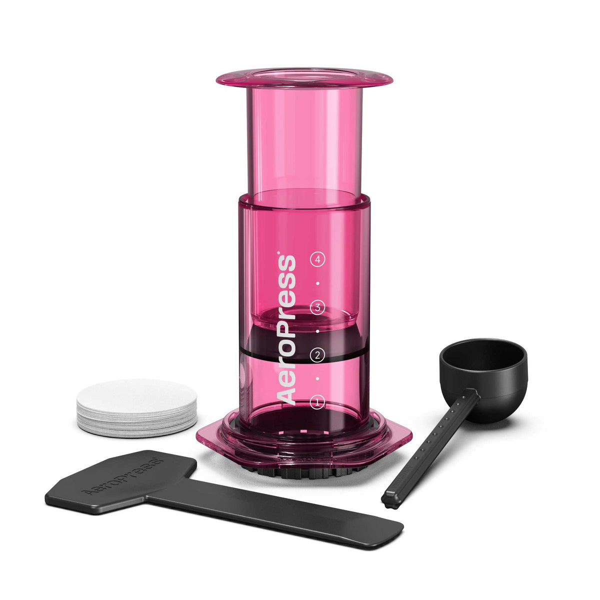 AeroPress Clear Coffee Maker in Pink – 10 oz Manual Brewer