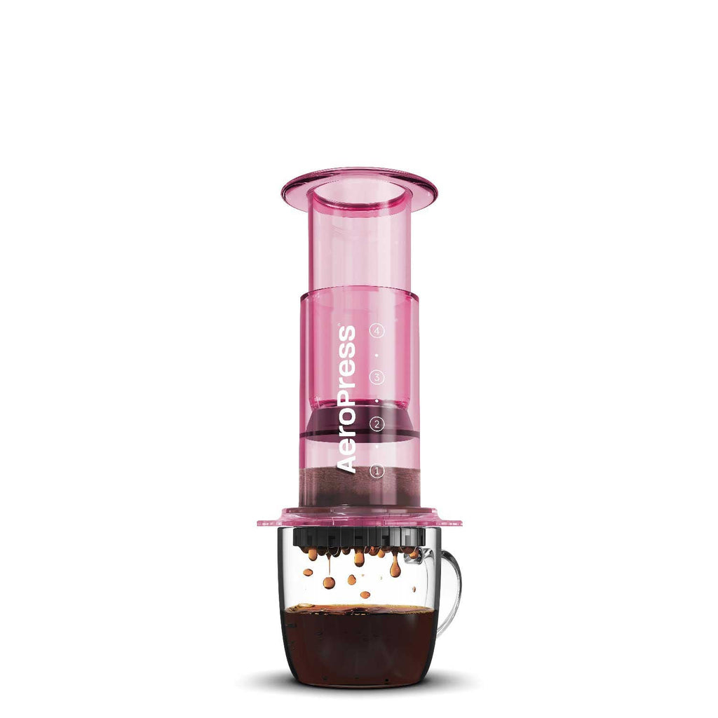 Espresso Parts AeroPress Clear Coffee Maker – Pink | 10 oz Manual Brewer