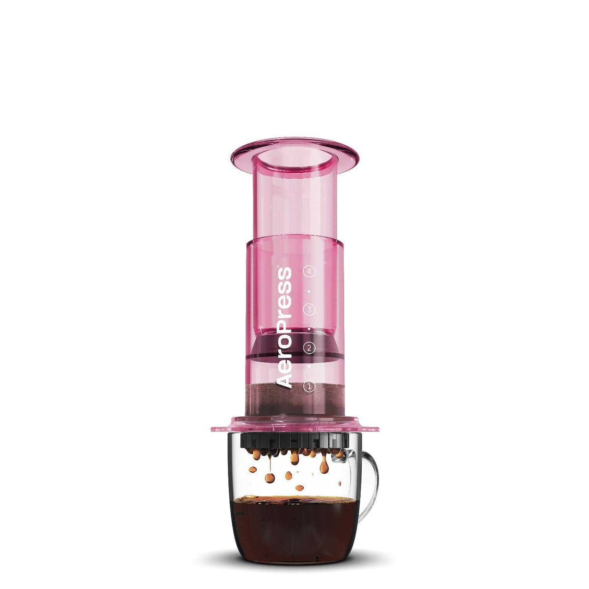 Espresso Parts AeroPress Clear Coffee Maker – Pink | 10 oz Manual Brewer