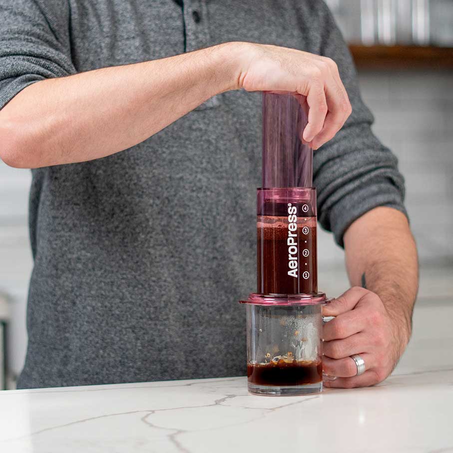 Pink version of the 10 oz AeroPress Clear Coffee Maker
