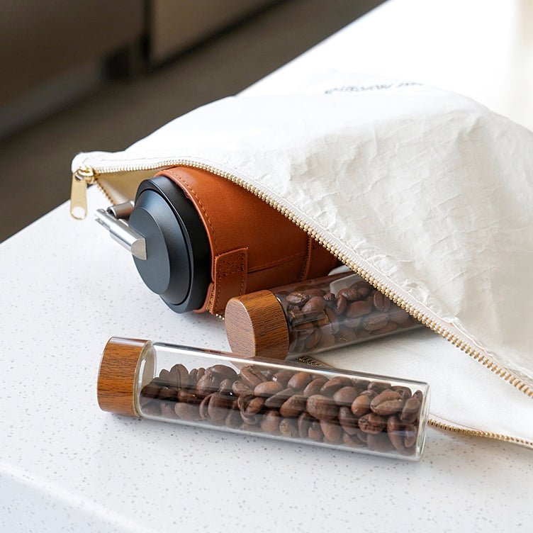 Coffee Bean Storage Tubes With Walnut Wood Base - Shop Coffee Hobby