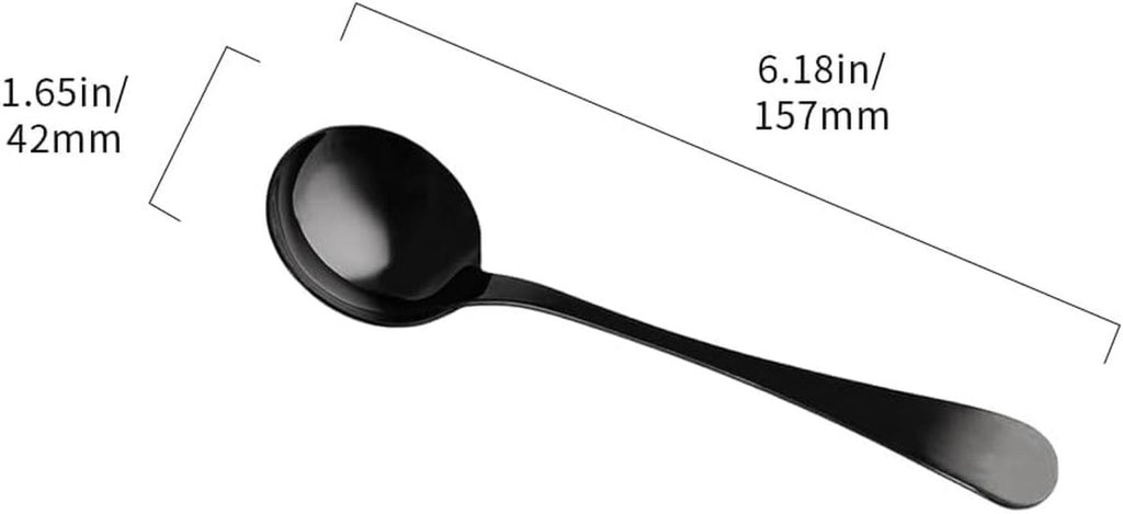 Coffee Cupping Spoon Espress Coffee Measuring Spoon Professional Barista Cupping Ladle Stainless Steel with Cloth Bag, Glossy Black - Shop Coffee Hobby