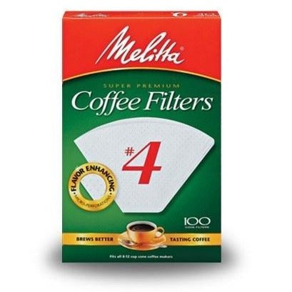 Melitta #4 White Cone Coffee Filters, 100 Count