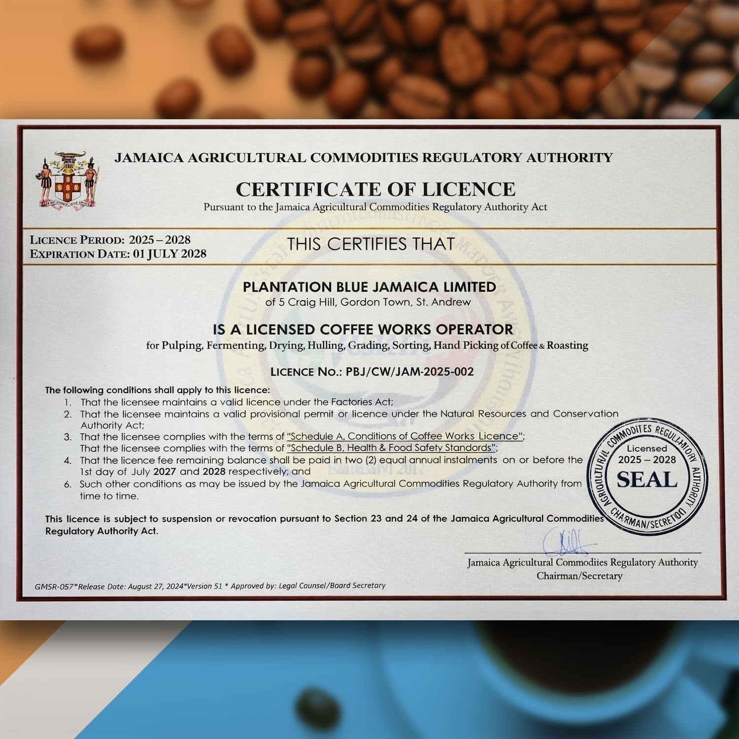 Plantation Blue 100% Jamaica Blue Mountain Coffee - Medium Roast - 8oz Ground
