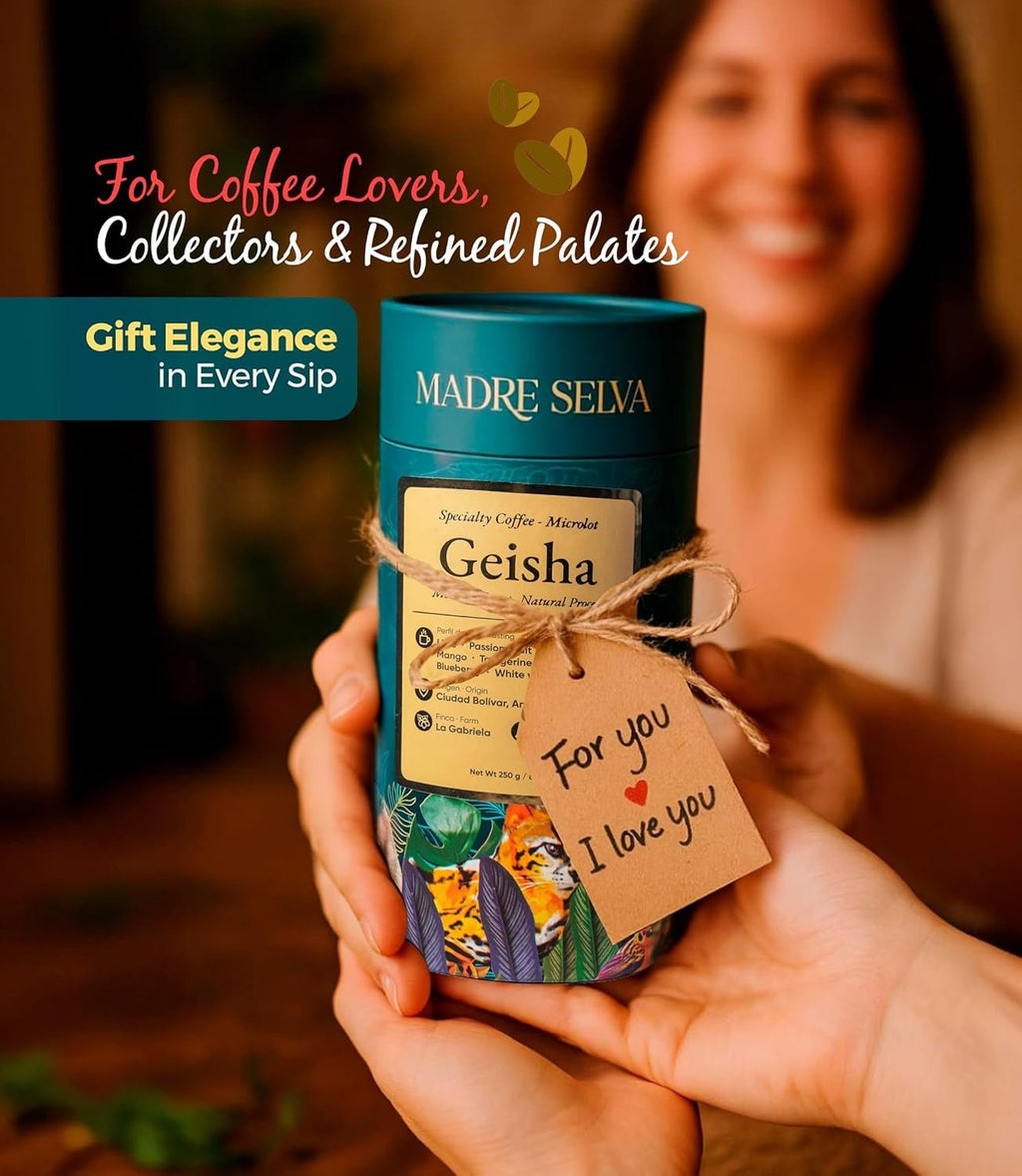 Colombian Geisha Coffee Whole Bean Medium Roast Arabica Gourmet Fresh Single Origin Premium Low Acid Exotic Notes Rich Aroma Smooth Flavor Quality High Altitude Giftable Pack Freshness Lock 8.8Oz 250G - Haynesworld General Goods