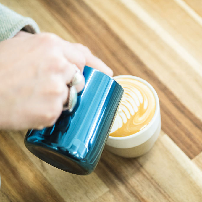 Barista Basics Milk Frothing Pitcher, 12oz, Blue