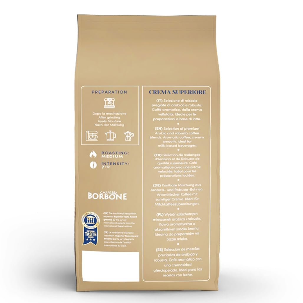 Crema Superiore Whole Bean Coffee, Arabica and Robusta Blend, Medium Roast, 2.2 Lb Bag (Pack of 1) - Haynesworld General Goods