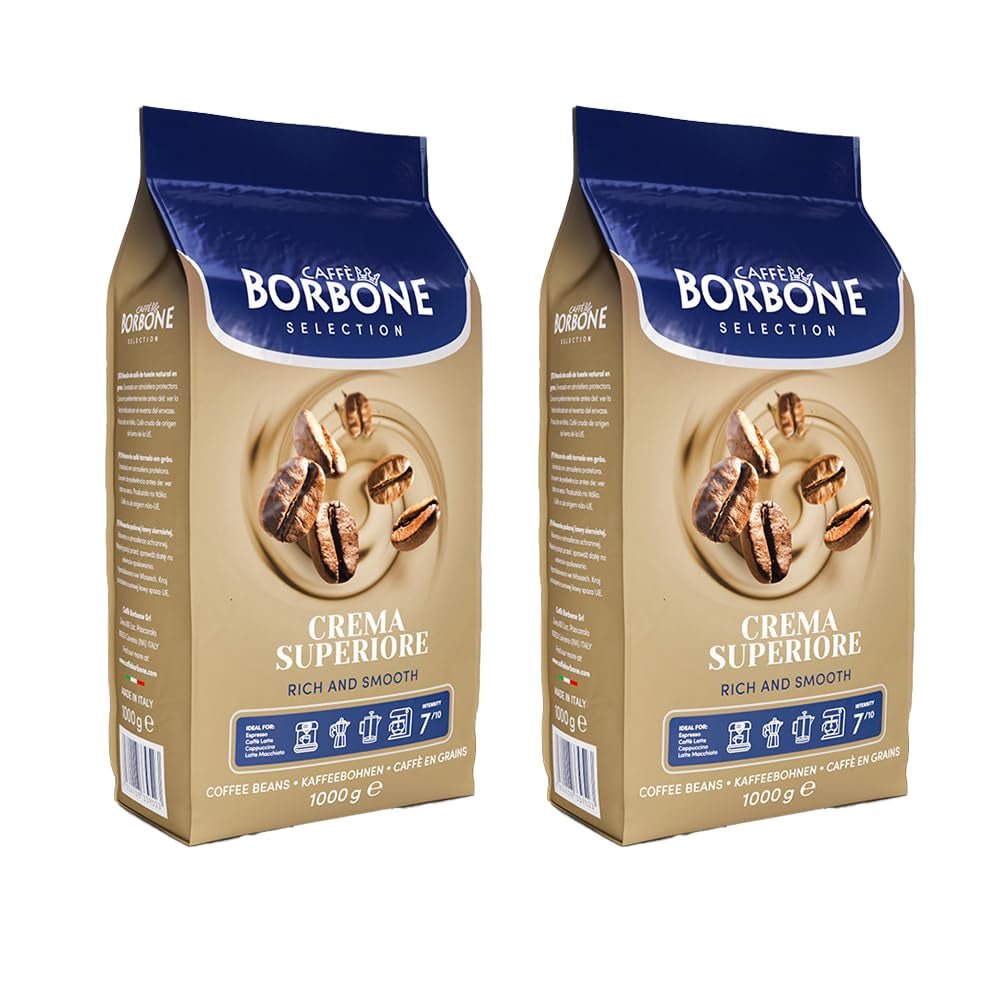 Crema Superiore Whole Bean Coffee, Arabica and Robusta Blend, Medium Roast, 2.2 Lb Bag (Pack of 2) - Haynesworld General Goods