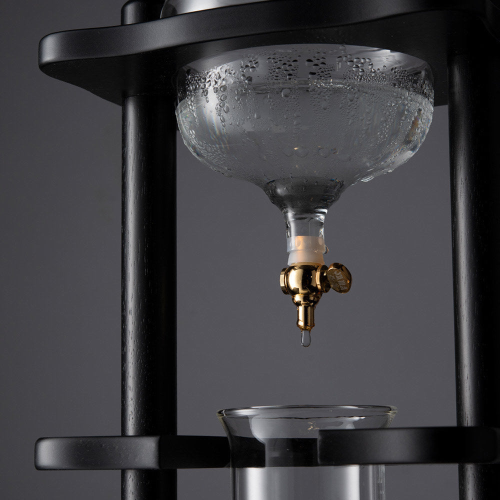 Black Straight Frame Yama Glass Cold Brew Tower for 6–8 cup (32 oz) espresso machines.