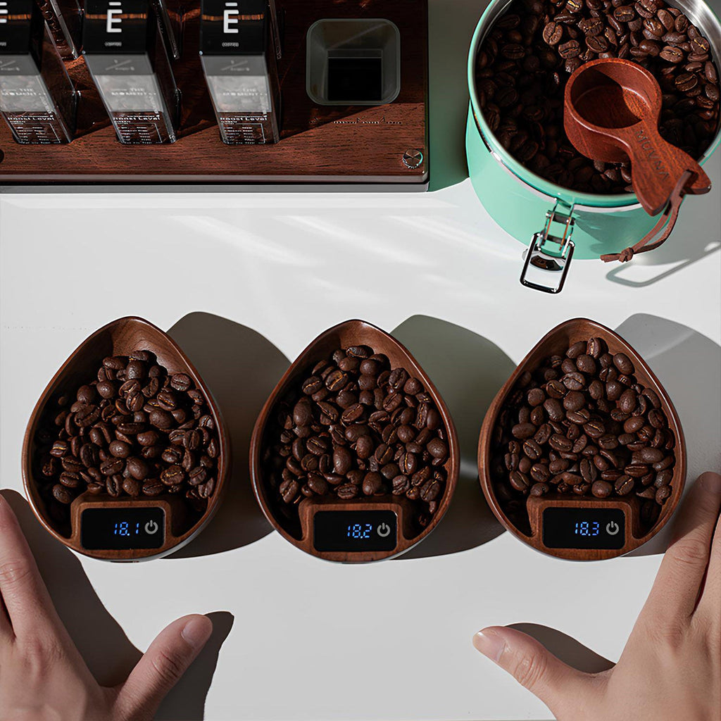 Electronic Walnut Coffee Scale With Leaf Shade - Shop Coffee Hobby