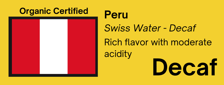 Decaf Peru – Swiss Water® Process Medium Roast | Fair Trade | Bendix Coffee Roasters - Shop Coffee Hobby