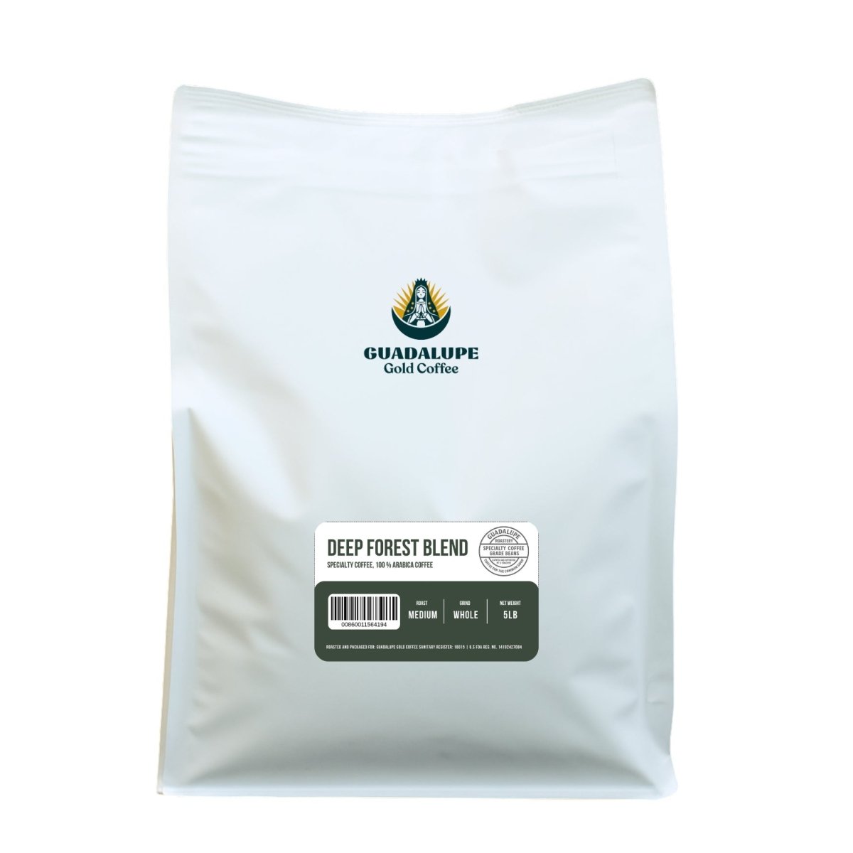 5 lb Whole Bean Deep Forest Blend — Kenya AA Profile | 86+ SCA Score | Guadalupe Gold Cooperative | Guadalupe Roastery