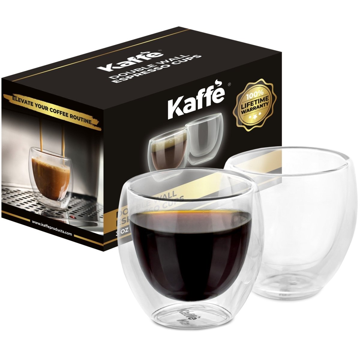Double‑Wall Espresso Cup Set – 3oz Borosilicate Glass (Set of 2) – KF4040 - Shop Coffee Hobby