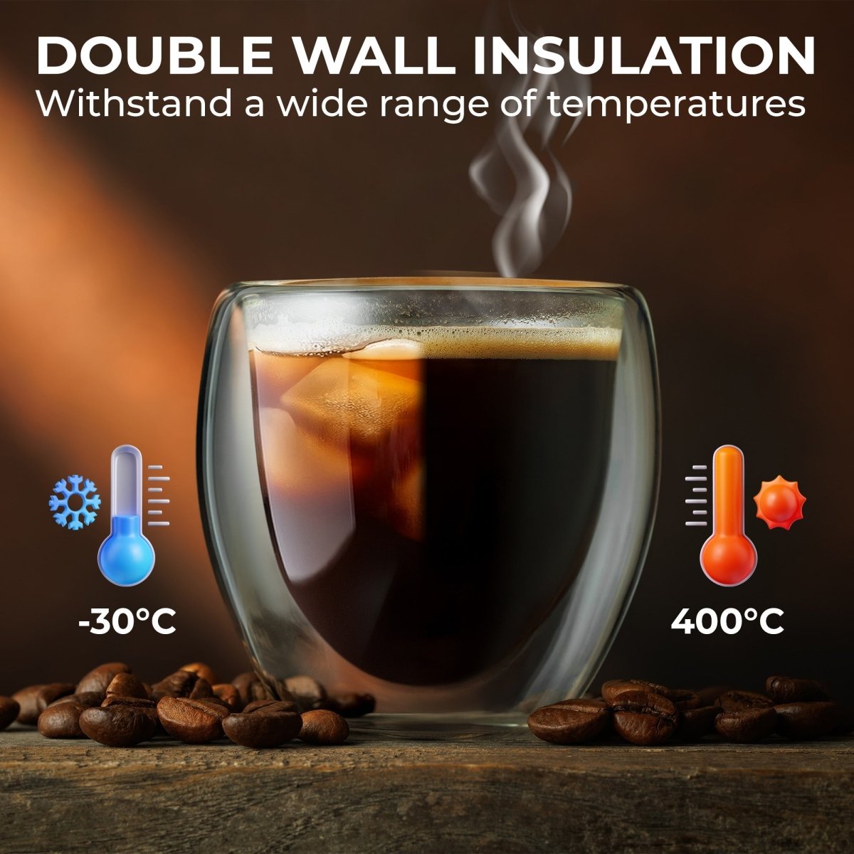 Double‑Wall Espresso Cup Set – 3oz Borosilicate Glass (Set of 2) – KF4040 - Shop Coffee Hobby
