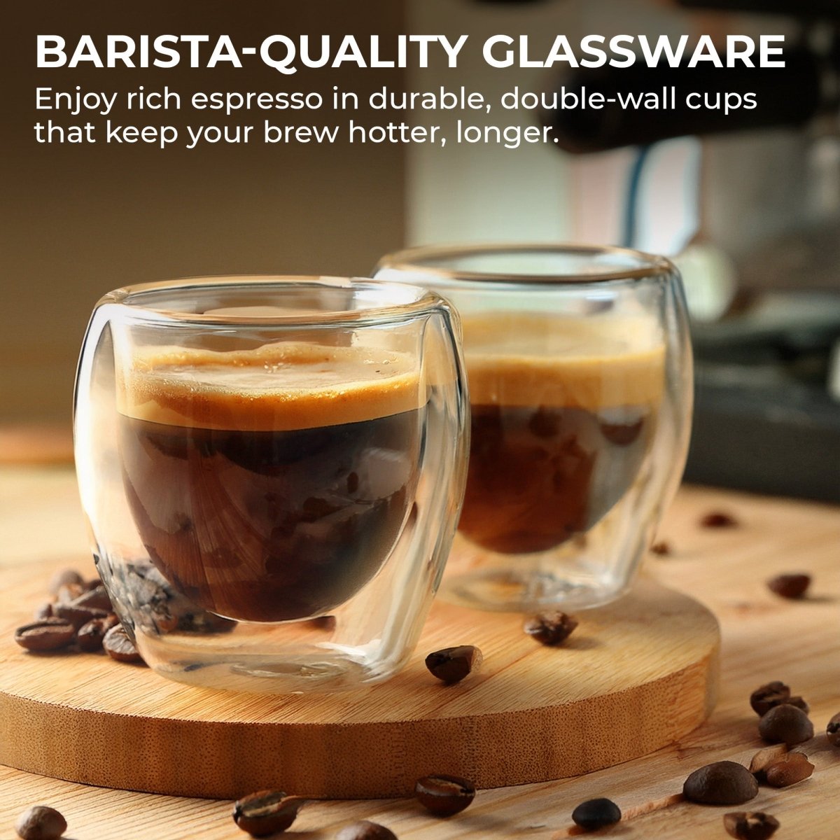 Double‑Wall Espresso Cup Set – 3oz Borosilicate Glass (Set of 2) – KF4040 - Shop Coffee Hobby
