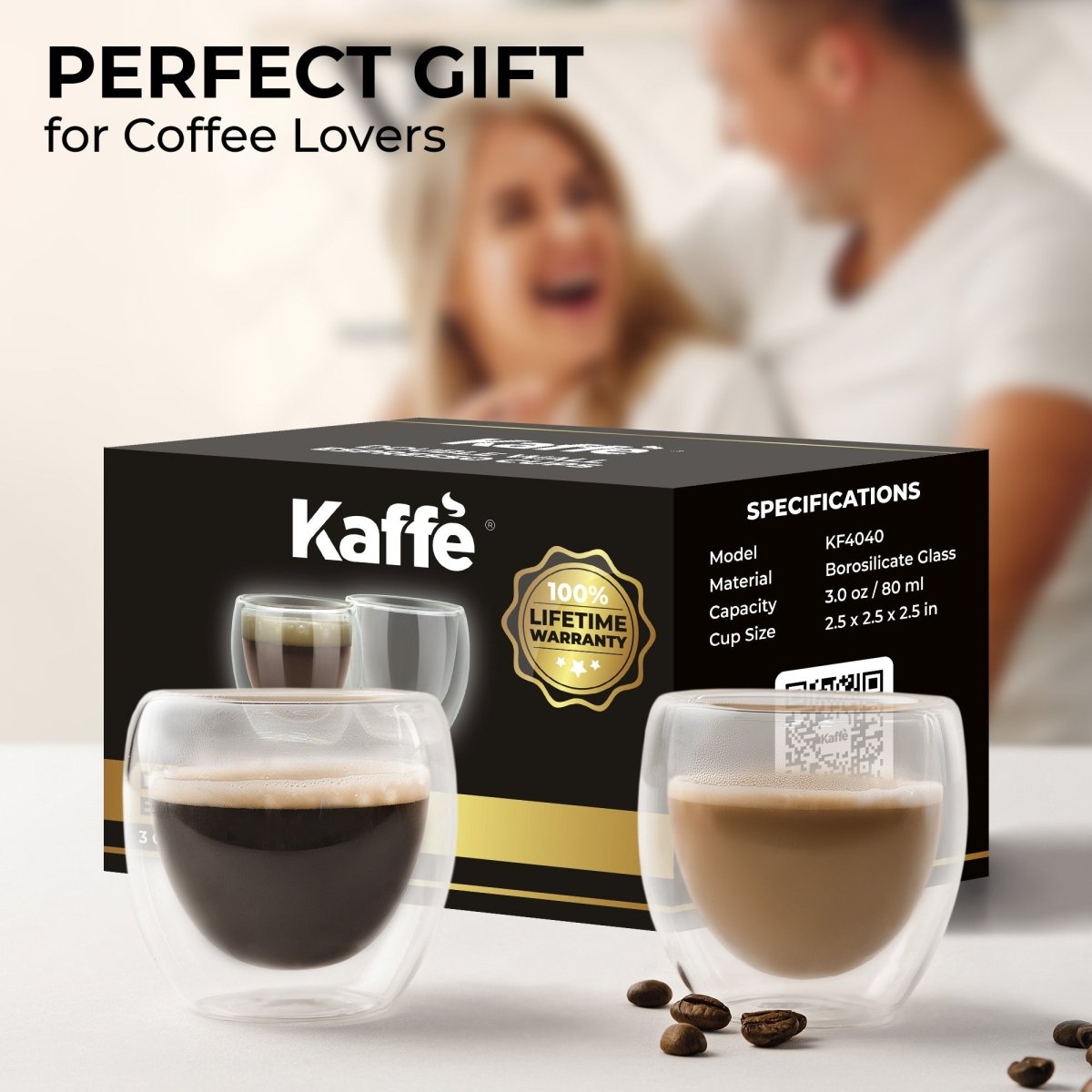 Double‑Wall Espresso Cup Set – 3oz Borosilicate Glass (Set of 2) – KF4040 - Shop Coffee Hobby