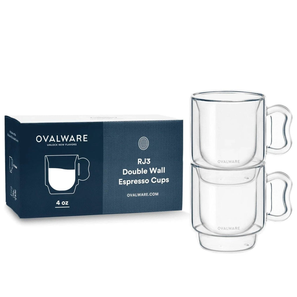 Double‑Wall Espresso Cups – 120ml / 4oz Borosilicate Glass (Set of 2 or 4) – Ovalware - Shop Coffee Hobby