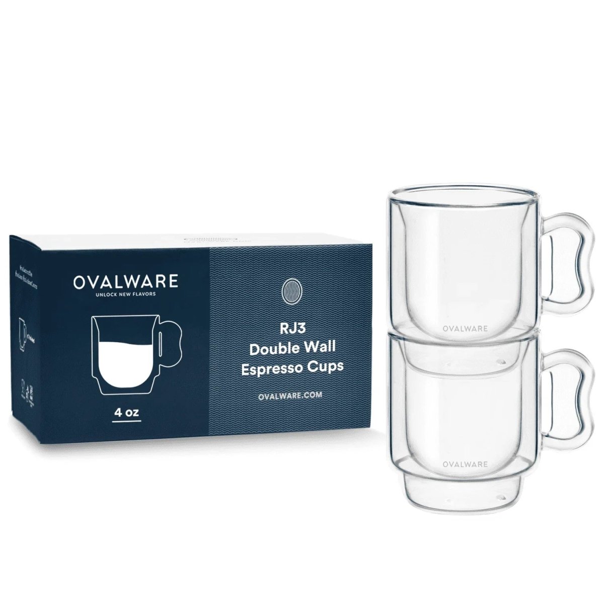 Double‑Wall Espresso Cups – 120ml / 4oz Borosilicate Glass (Set of 2 or 4) – Ovalware - Shop Coffee Hobby