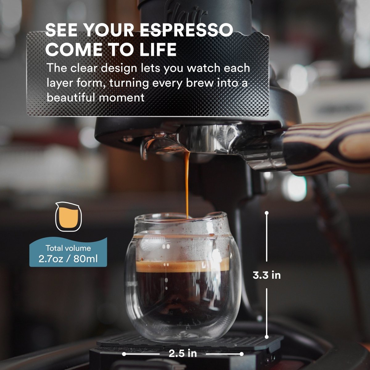 Double‑Wall Espresso Pouring Glass – 80ml / 2.7oz (Set of 2) – Precision Spout & Measurement Marks - Shop Coffee Hobby