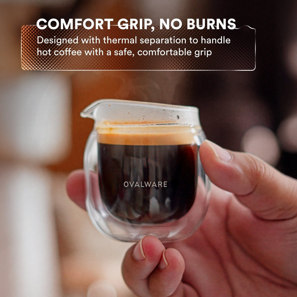 Double‑Wall Espresso Pouring Glass – 80ml / 2.7oz (Set of 2) – Precision Spout & Measurement Marks - Shop Coffee Hobby