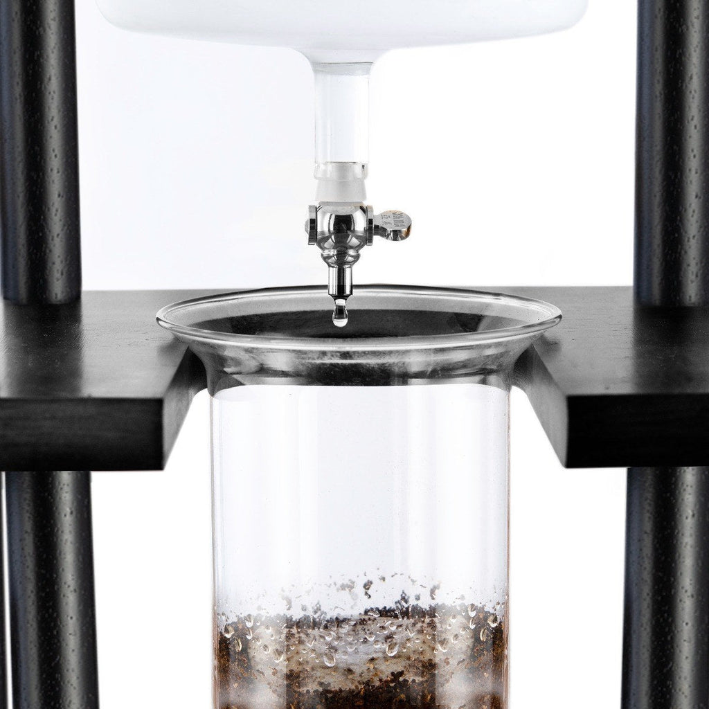 100 oz Black Straight Wood Frame Yama Glass Cold Brew Tower