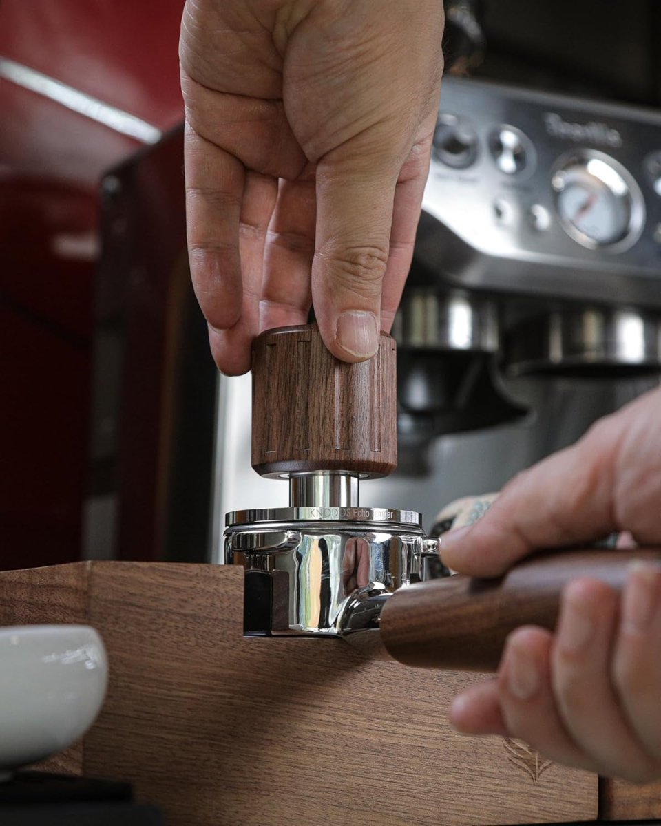 Echo Tamper 58Mm – Walnut Spring Loaded Coffee Tamper with Click Feedback, Stainless Steel Base – 30LB Calibrated Espresso Tool for Perfectly Even Tamping Pressure - Shop Coffee Hobby