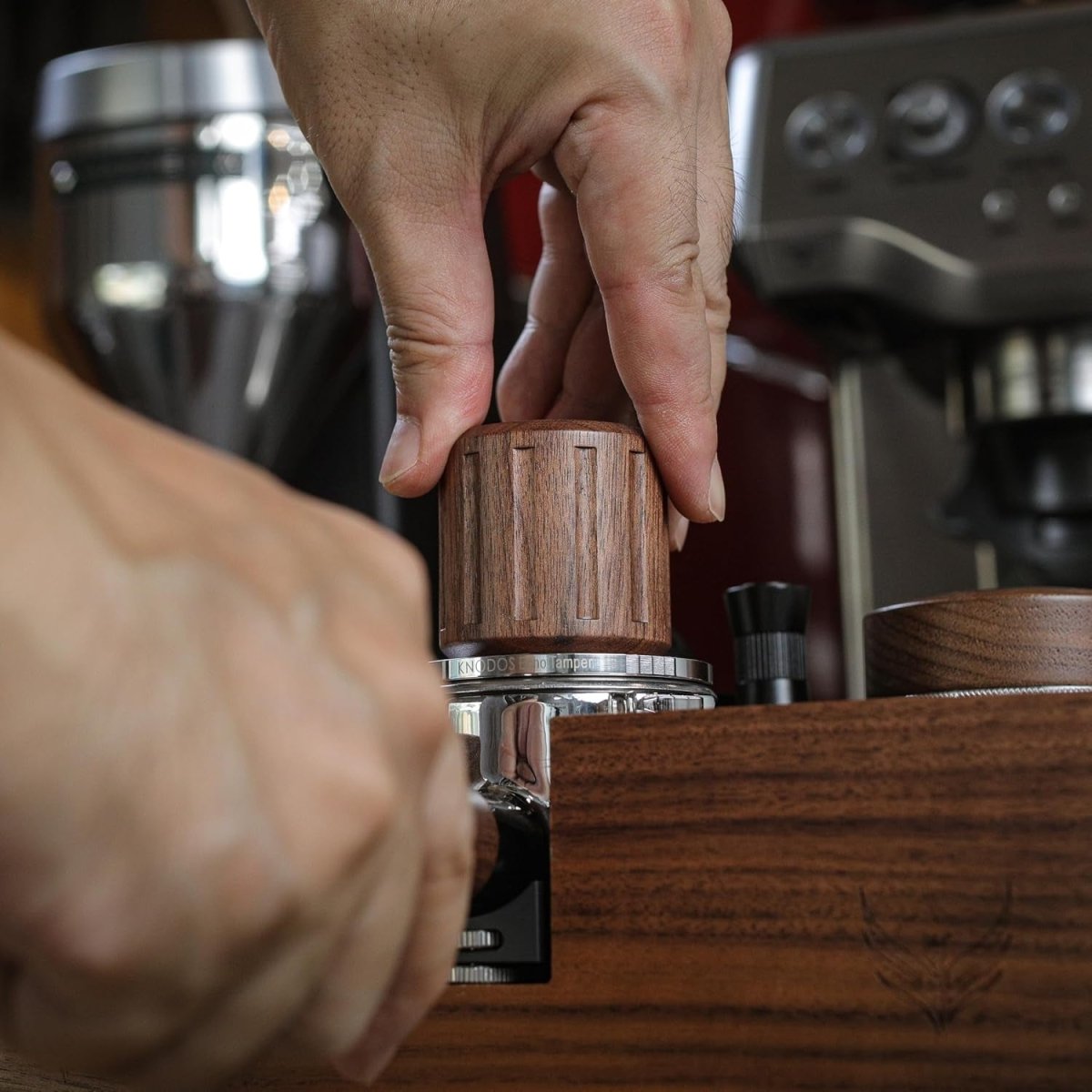 Echo Tamper 58Mm – Walnut Spring Loaded Coffee Tamper with Click Feedback, Stainless Steel Base – 30LB Calibrated Espresso Tool for Perfectly Even Tamping Pressure - Shop Coffee Hobby