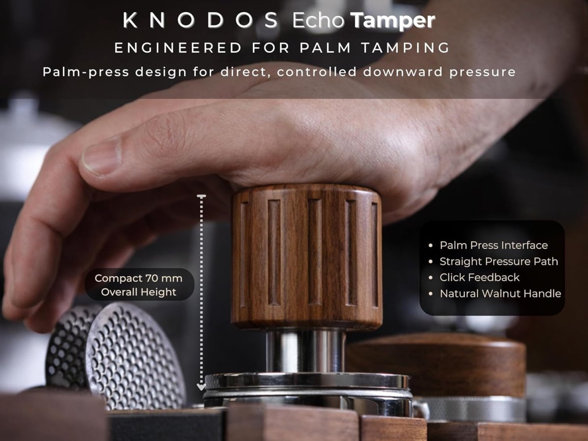 Echo Tamper 58Mm – Walnut Spring Loaded Coffee Tamper with Click Feedback, Stainless Steel Base – 30LB Calibrated Espresso Tool for Perfectly Even Tamping Pressure - Shop Coffee Hobby