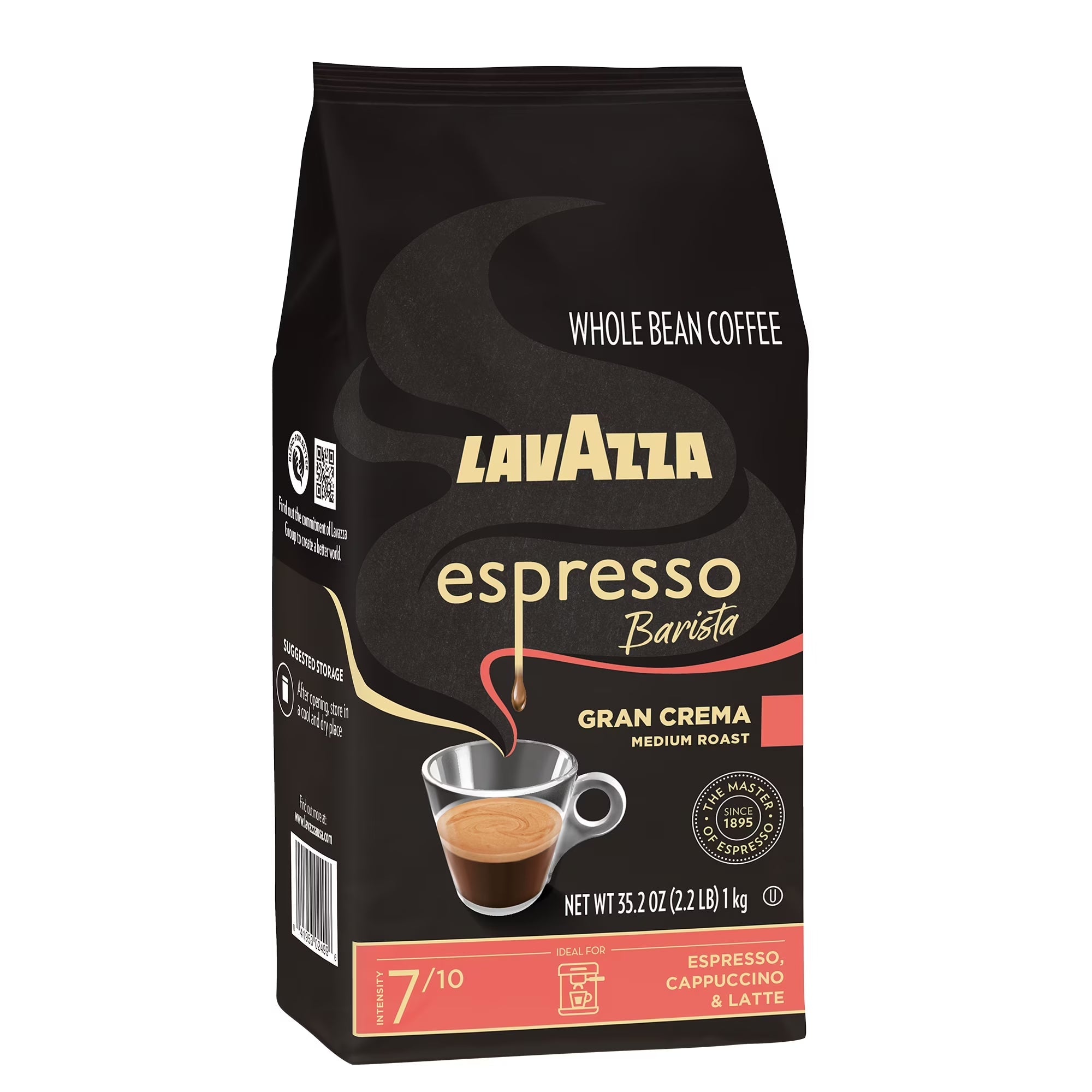 Espresso Barista Gran Crema Whole Bean Coffee, Medium Roast, Arabica and Robusta Blend, 2.2 Lb Bag (Pack of 1) - Haynesworld General Goods