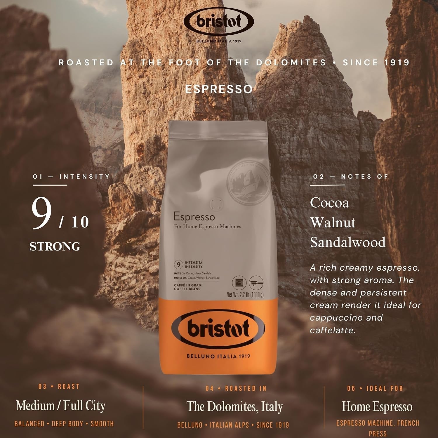 Espresso Beans – Medium Roast Italian Whole Bean Coffee – for Home Espresso Machines – 2.2 Lb (1000G) Bag - Haynesworld General Goods