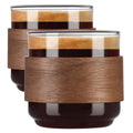 Espresso Cups Set of 2 with Wooden Ring, 5oz Borosilicate Glass - Shop Coffee Hobby
