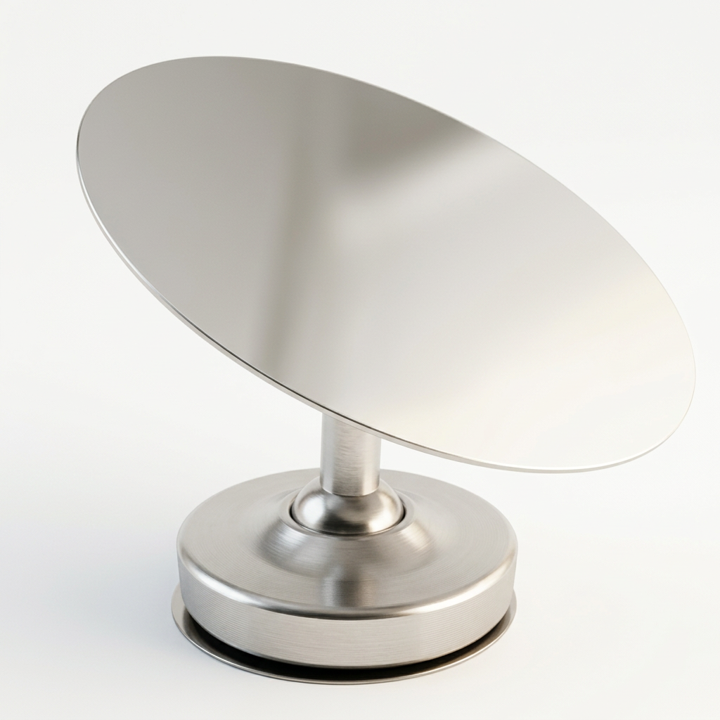 Espresso extraction mirror on a bright white studio background