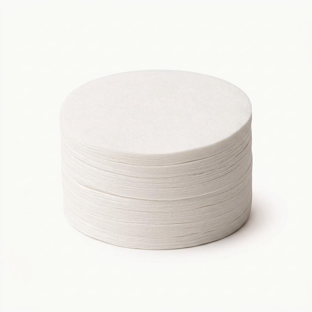 Espresso paper filters on a bright white studio background