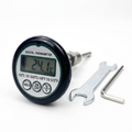 Espresso thermometer on a bright white studio background