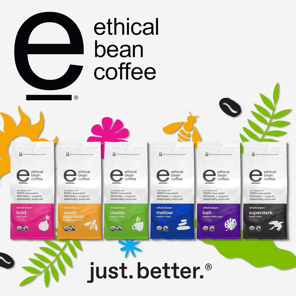 Fairtrade Organic Coffee, Whole Bean Espresso Coffee (12 Oz Bag), Sweet Espresso Medium Dark Roast, 0.75 Lb - Haynesworld General Goods