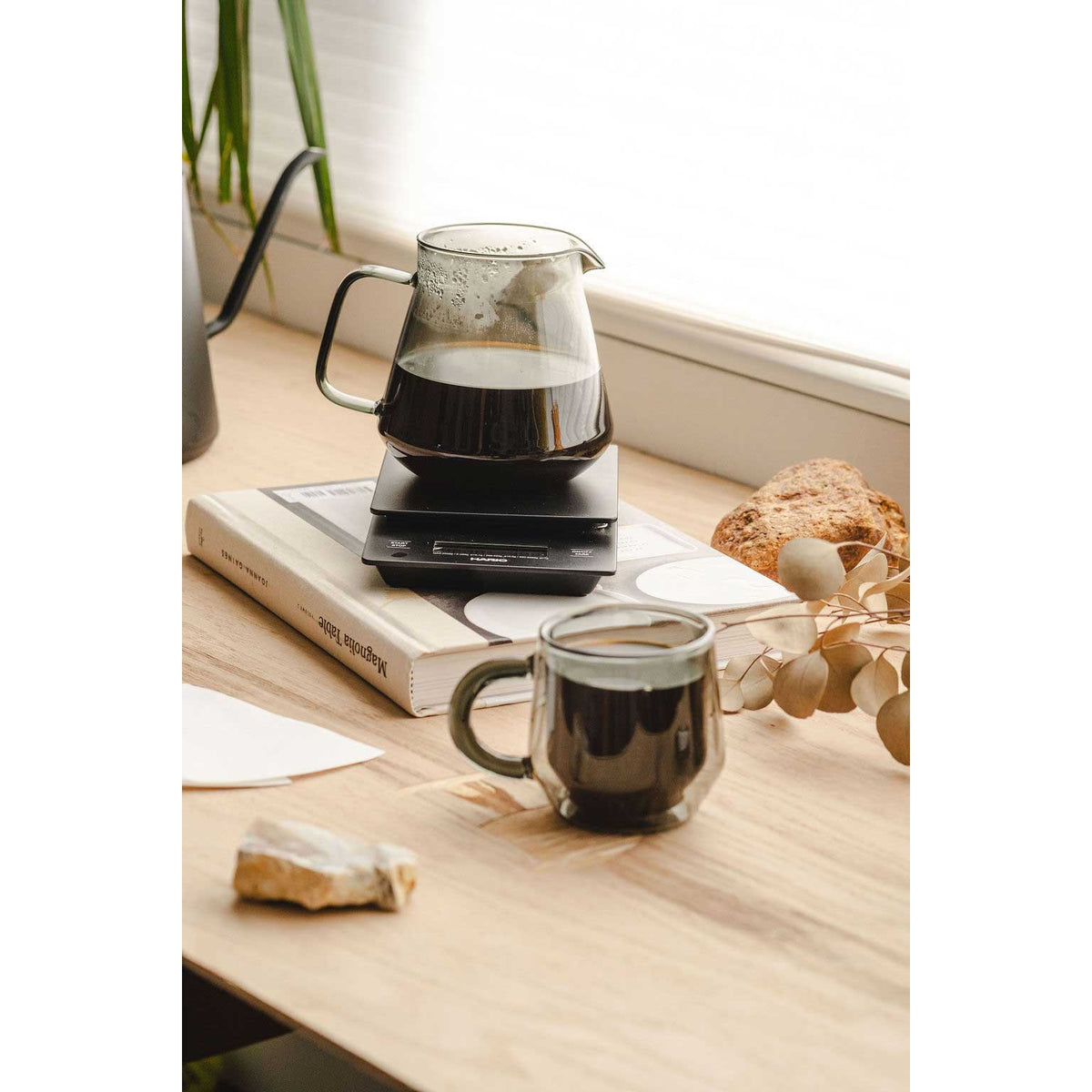 600 ml glass coffee and tea server in gray