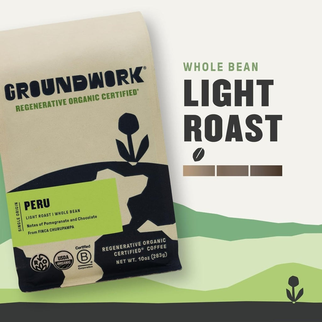 Groundwork Organic Peru Whole Bean Coffee – Single Origin, 10 oz Bag - Shop Coffee Hobby