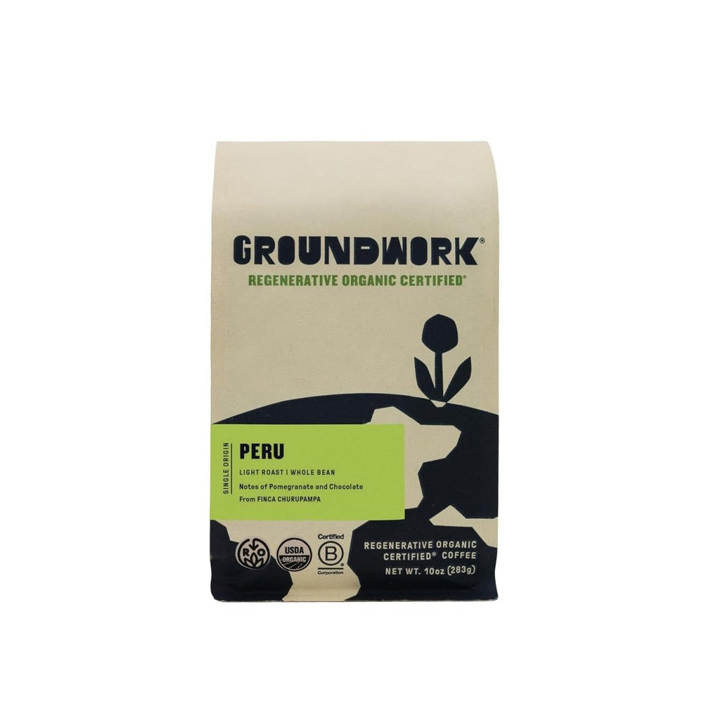 Groundwork Organic Peru Whole Bean Coffee – Single Origin, 10 oz Bag - Shop Coffee Hobby