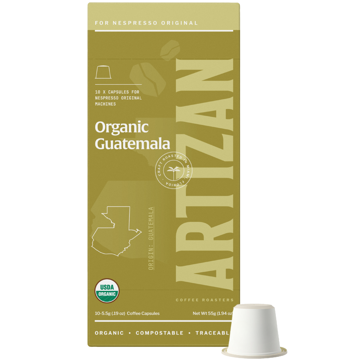 Artizan Organic Guatemala Robusta Espresso Capsules – 10 Count
